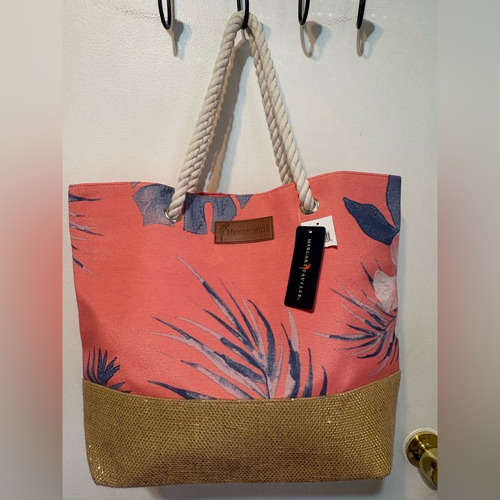 Margaritaville Coral Floral Tote with Rope Handles - Picture 7 of 15